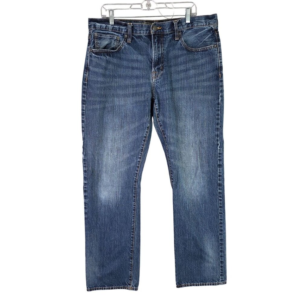 Mens American Eagle Original Straight Blue Denim Jeans 100% Cotton Size 36x34